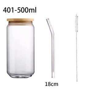 Creative Can Shape Tea Juice Milk Glass Cup with Bamboo Lid Coffee Mug Glass Dri